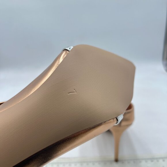 FSJ Champagne Pointy Toe Mules Sandals High Heels Double Straps Slide Sandals - Picture 6 of 8